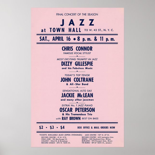 Poster Chris Connor - Dizzy Gillespie - John Coltrane (Frente)