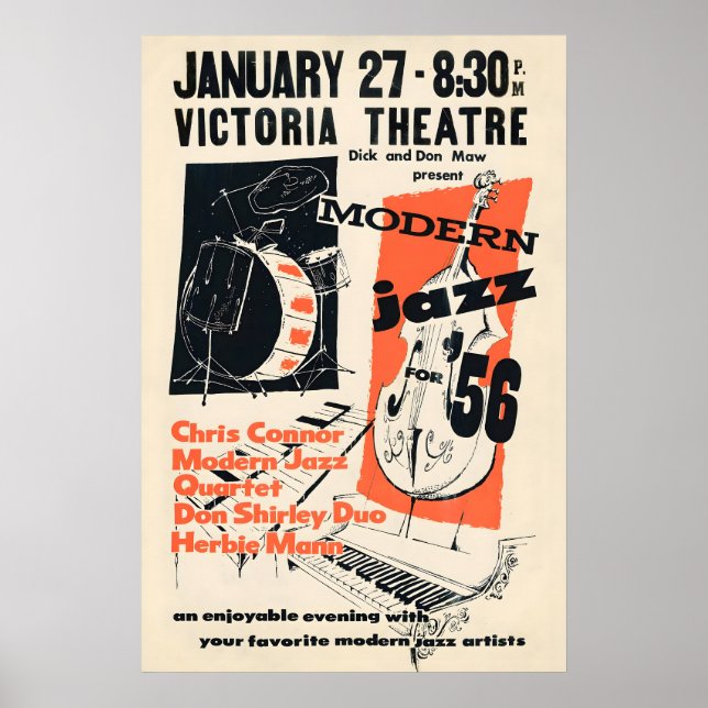 Poster Chris Connor - MJQ - Don Shirley - Herbie Mann (Frente)