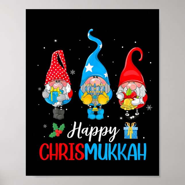 Poster Chrismukkah Gnomos Feliz Natal E Feliz Hanuk (Frente)