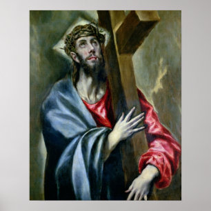 Pôster Christ Clasping the Cross, 1600-10 (oil on canvas)