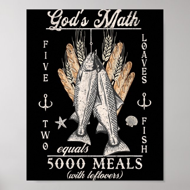 Poster Christian 2 Fishes 5 Breads 5000 Against  (Frente)