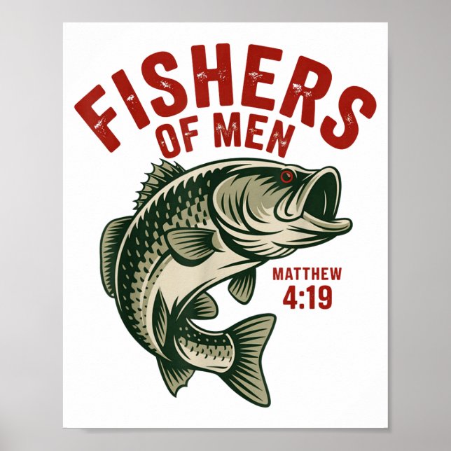 Poster Christian Angler Fishers Of Men Matthew 4 19 Verse (Frente)