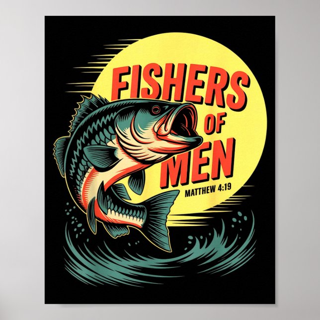Poster Christian Angler Fishers Of Men Matthew 4 19 Verse (Frente)