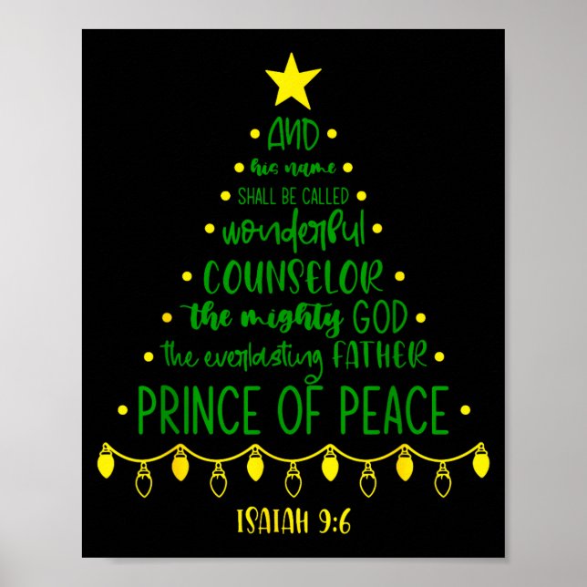 Poster Christian Christmas Jesus Bible Names Xmas Tree Sh (Frente)