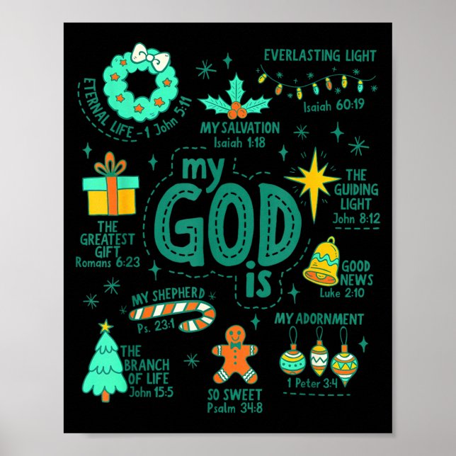 Poster Christian Christmas My God Is Jesus Is The Reason  (Frente)