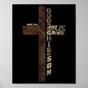 Poster Christian cita Bíblia Cruzada Verse John 3.16 Riti