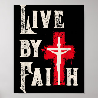 Poster Christian Cross Scripture Live By Faith 