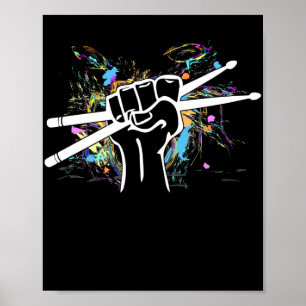 Poster Christian Drumming Drum Sticks Cross Religious Ban