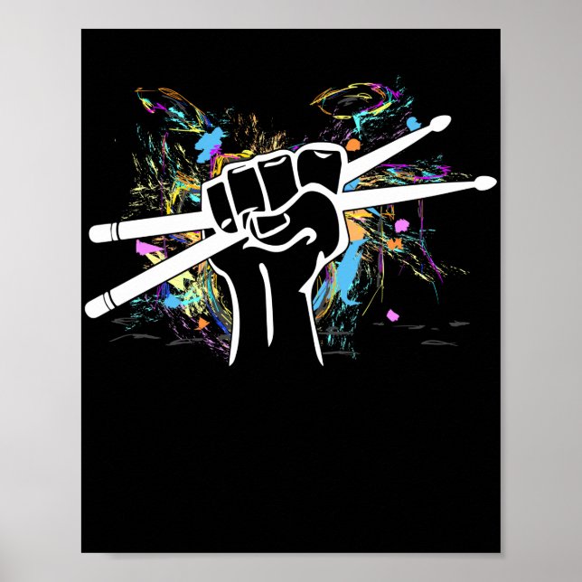 Poster Christian Drumming Drum Sticks Cross Religious Ban (Frente)