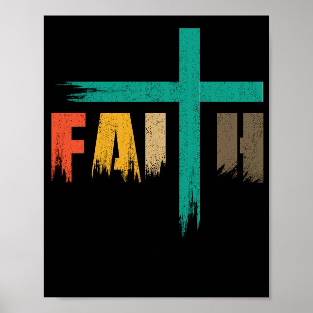 Poster Christian Faith Cross Vintage (Frente)