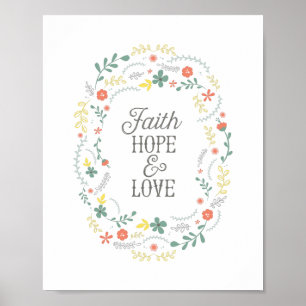 Poster Christian Faith Hope Love Wreath Scripting
