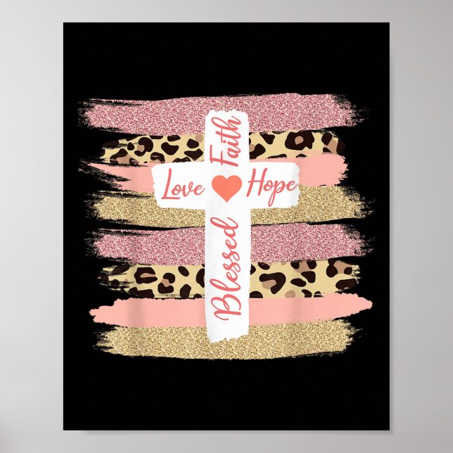 Poster Christian Faith Love Esperança Abençoada - Cross C (Frente)