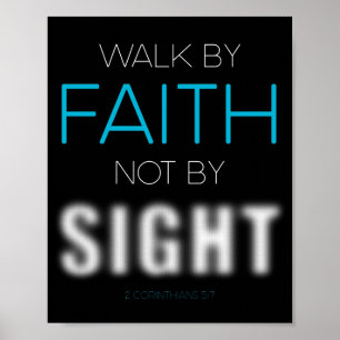Poster Christian Faith Verse: Caminhar pela Fé não pela V