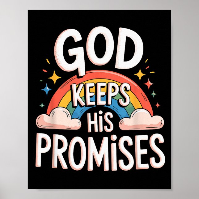 Poster Christian God Keeps His Promises Rainbow Clouds  (Frente)