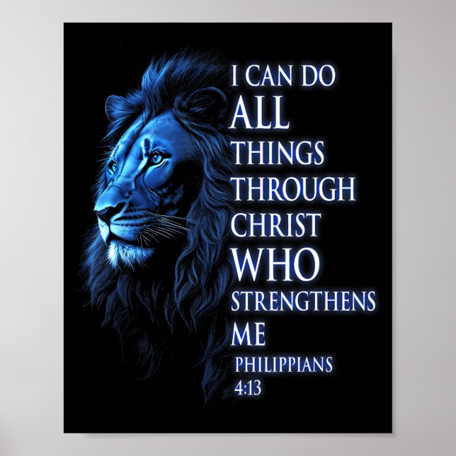 Poster Christian I Can Do All Things Through Christ Lion  (Frente)