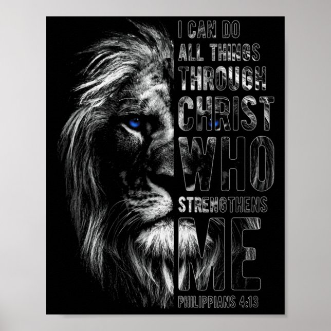 Poster Christian I Can Do All Things Through Christ Lion  (Frente)