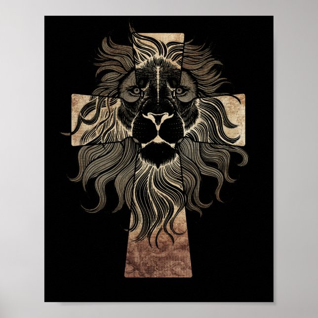 Poster Christian Jesus Leão da Tribo Judah Cross (Frente)