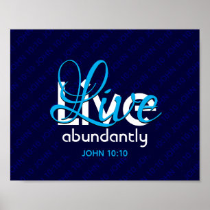 Poster Christian JOHN 10:10 VIVE ABUNDANTEMENTE Azul