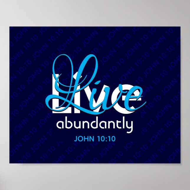 Poster Christian JOHN 10:10 VIVE ABUNDANTEMENTE Azul (Frente)