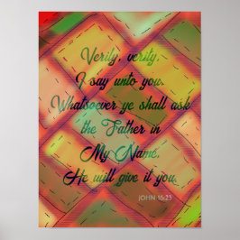 Poster Christian King James Bíblia Verse John 16:23
