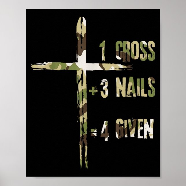 Poster Christian One Cross Plus Three Nails Equals Forgiv (Frente)