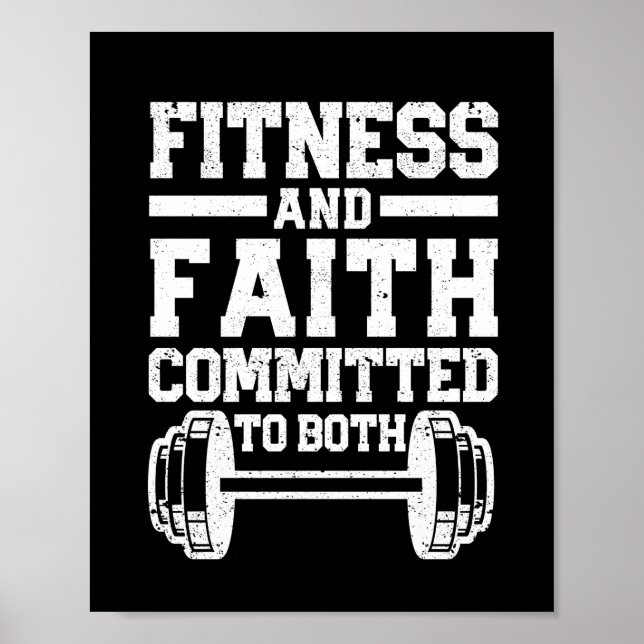 Poster Christian Quote Workout Fitness & Faith Both (Frente)