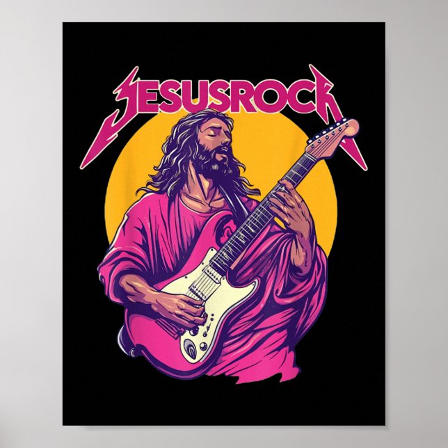 Poster Christian Retro Funny Cote Jesus Rock Música Básic (Frente)