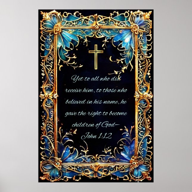 Poster Christian Santa Bíblia Verse John 1:12 (Frente)
