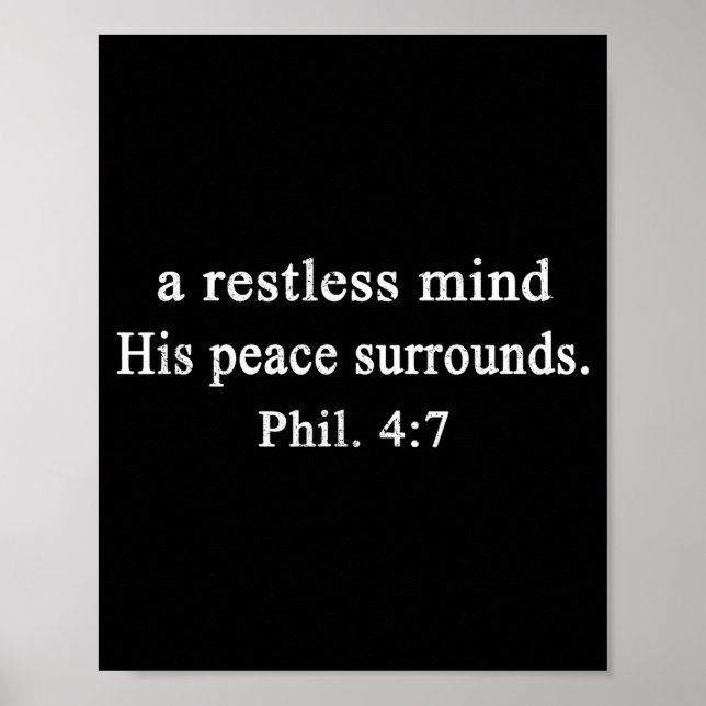 Poster Christian Shirts A Restless Mind His Peace Worship (Frente)