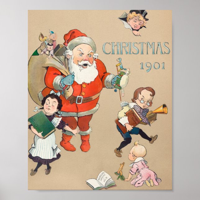 Poster Christmas 1901 santa claus holiday  (Frente)