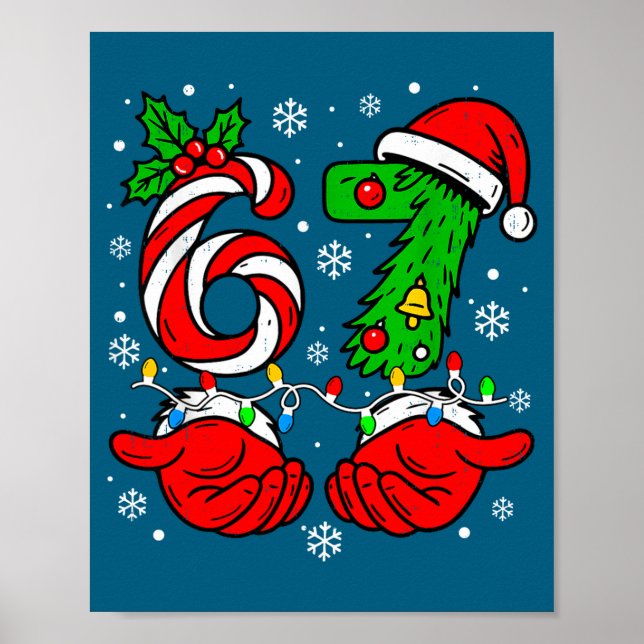 Poster Christmas 67 Candy Cane Six Seven Meme Lights Sant (Frente)