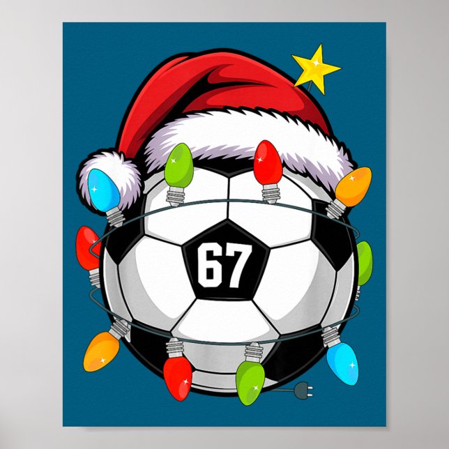 Poster Christmas 67 Meme Soccer Ball Santa Hat Funny Xmas (Frente)