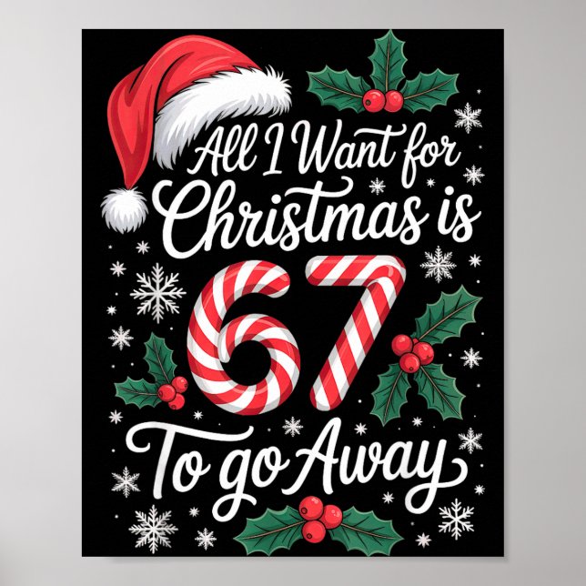 Poster Christmas 67 To Go Away Six Seven Funny Teacher Pa (Frente)