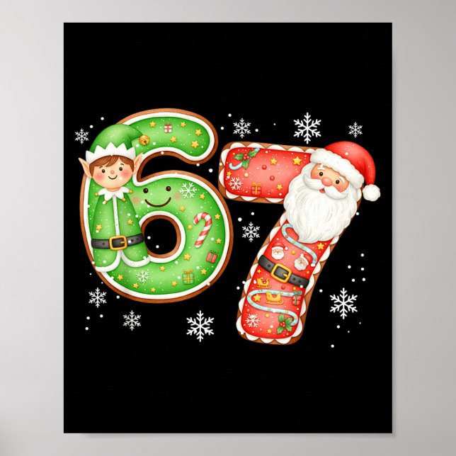 Poster Christmas 6 7 Six Seven Funny 67 Meme Santa Claus  (Frente)