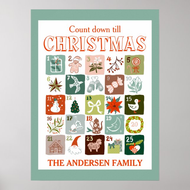 Poster Christmas advent calendar count down  (Frente)