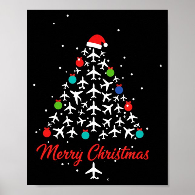 Poster Christmas Airplane Tree Merry Christmas Lot Travel (Frente)