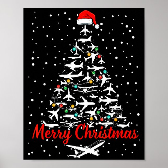 Poster Christmas Airplanes Tree Lots Merry Christmas Men  (Frente)