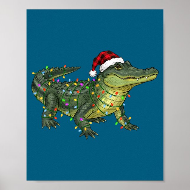 Poster Christmas Alligator Holiday Reptile Funny Festive  (Frente)