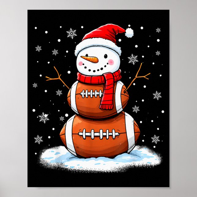 Poster Christmas American Football Snowman Xmas Srt Men B (Frente)