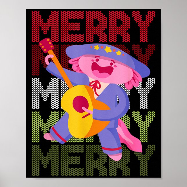 Poster Christmas Axolotl Ugly Sweater Funny Christmas Sno (Frente)