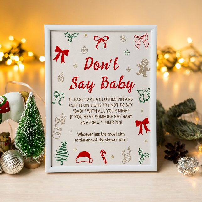 Poster Christmas Baby Shower Don't Say Baby Game (Criador carregado)