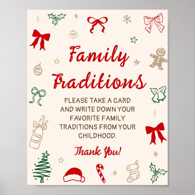 Poster Christmas Baby Shower Family Traditions Game (Frente)