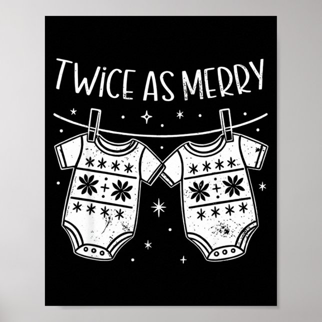 Poster Christmas Baby Twin Mom Xmas Twin Pregnancy Reveal (Frente)