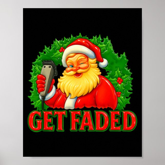 Poster Christmas Barber Get Faded  (Frente)