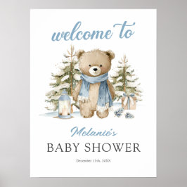 Poster Christmas Bear Baby Shower Welcome