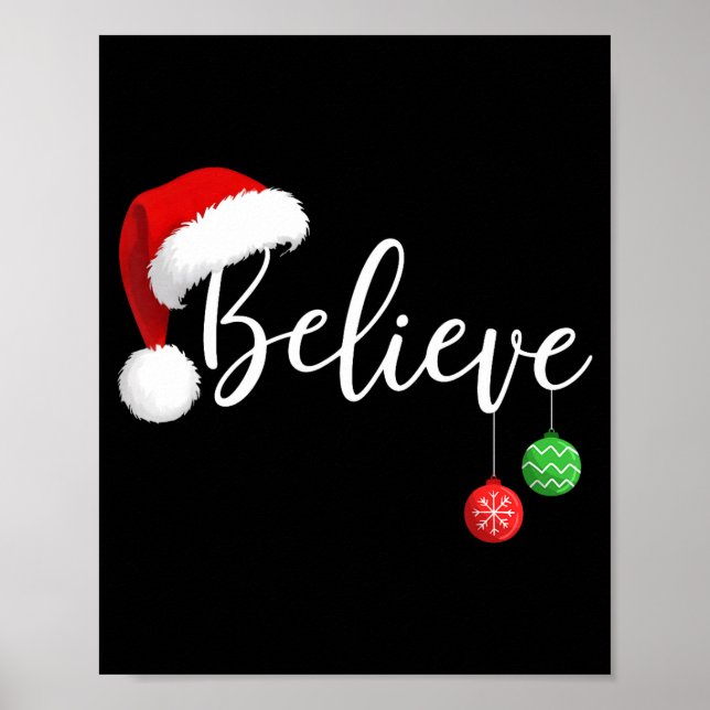 Poster Christmas Believe In Santa Claus Funny Xmas Family (Frente)