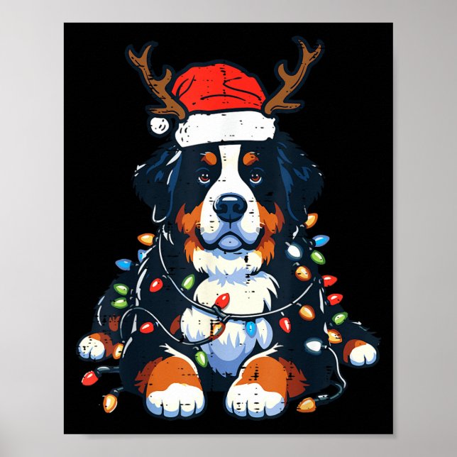 Poster Christmas Bernese Mountain Dog Cute Xmas Pet Men W (Frente)