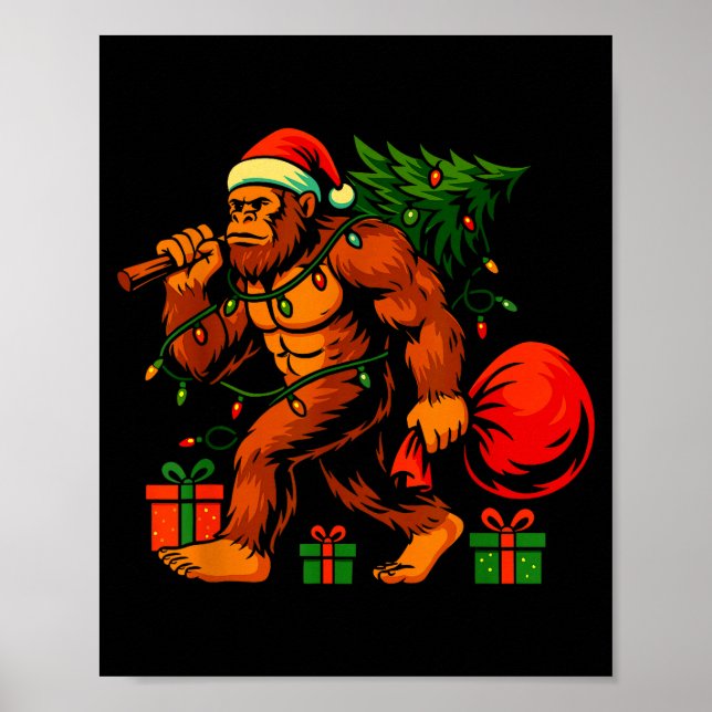 Poster Christmas Bigfoot Costume Men Boy Sasquatch Xmas T (Frente)