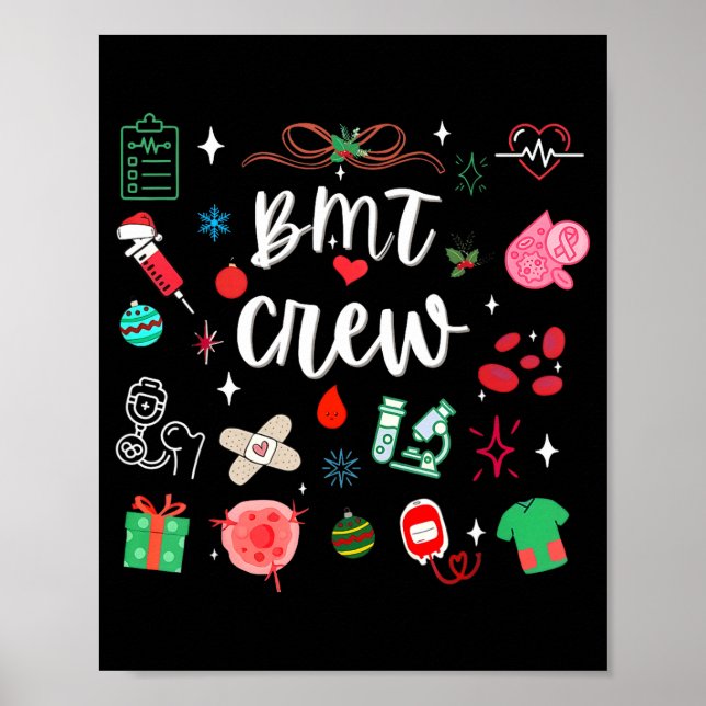 Poster Christmas Bmt Crew Nurse Bone Marrow Transplant Nu (Frente)