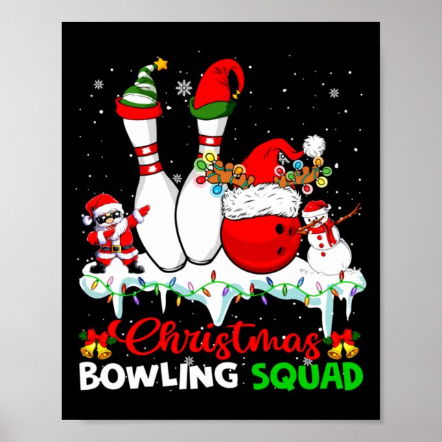 Poster Christmas Bowling Squad Dabbing Santa Elf Bowling  (Frente)